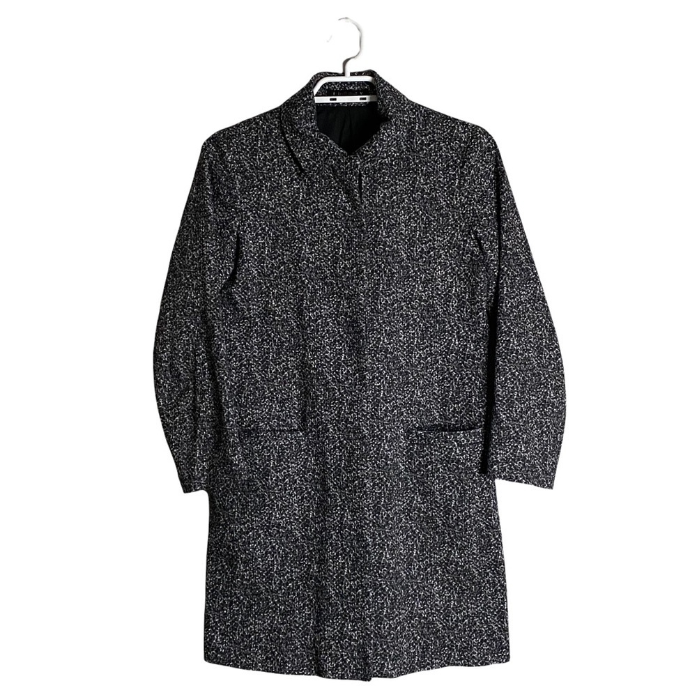 Theory Women's Destana Tweedy Charcoal Longline Button Coat